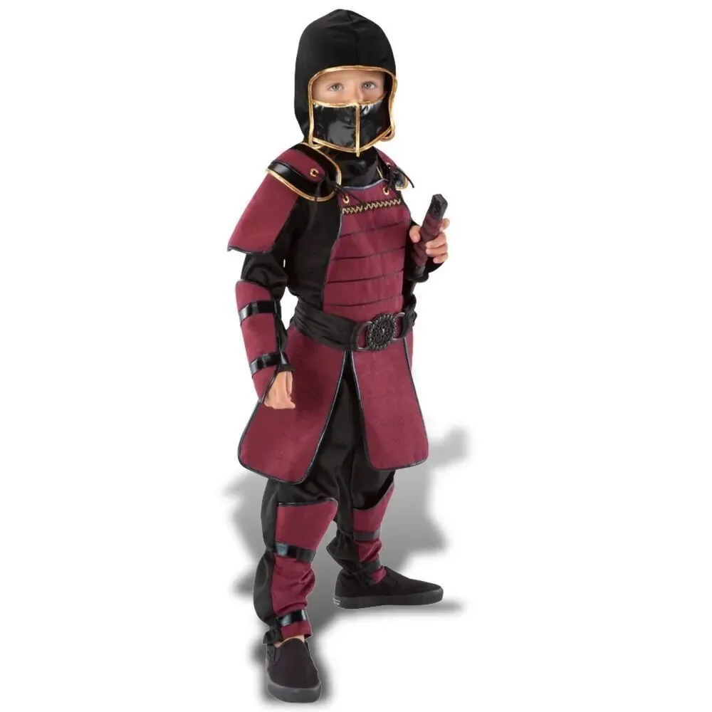 Kids Ninja Warrior Costume in Burgundy and Black Sz 5/6